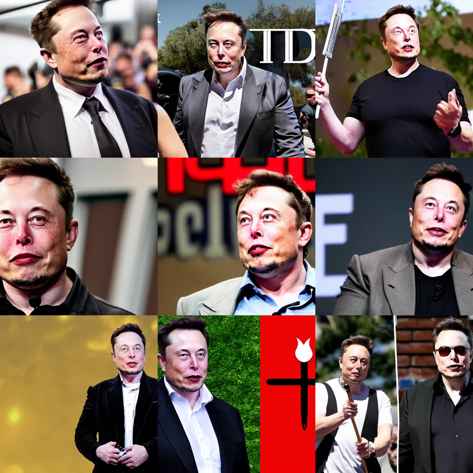 Prompt: elon musk exposed as fraud chased by a mob with pitchforks and torches, photography, headlines
