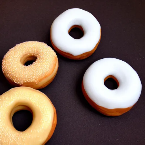 Prompt: The cutest most realistic looking donuts in the world close up shot, studio lighting