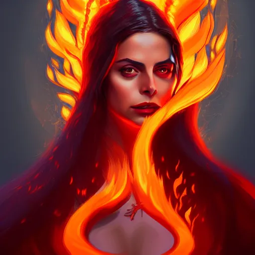 Image similar to queen of fire willa holland, highly detailed, digital painting, artstation, concept art, smooth, sharp focus, illustration