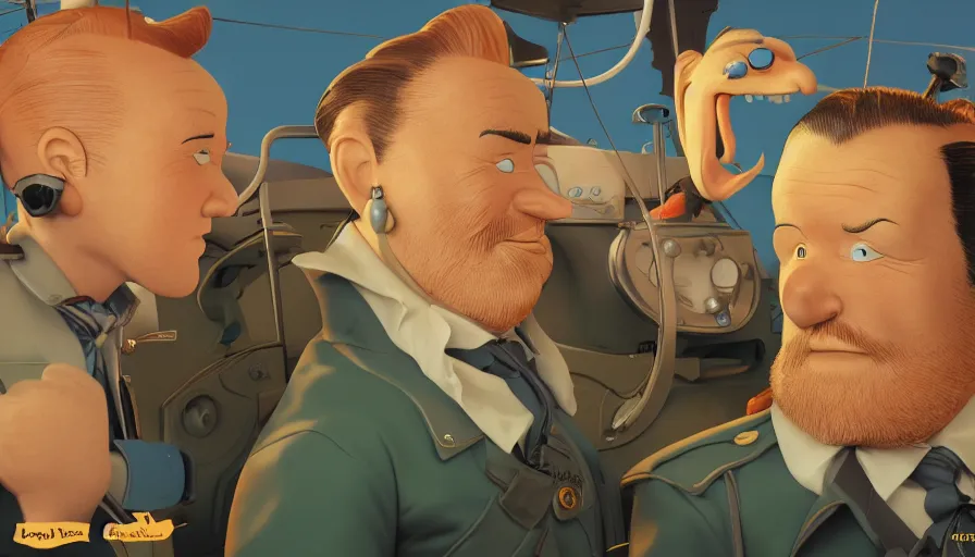 Prompt: Tintin and captain Haddock, hyperdetailed, artstation, cgsociety, 8k