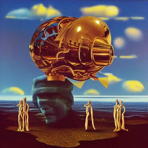 Image similar to a Grammy-Nominated Surrealist album cover, 1980