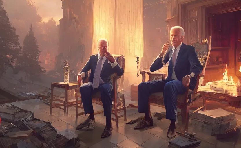 Image similar to highly detailed image of joe biden as a mason, in gta v, stephen bliss, unreal engine, fantasy art by greg rutkowski, loish, rhads, ferdinand knab, makoto shinkai and lois van baarle, ilya kuvshinov, rossdraws, tom bagshaw, global illumination, radiant light, detailed and intricate environment