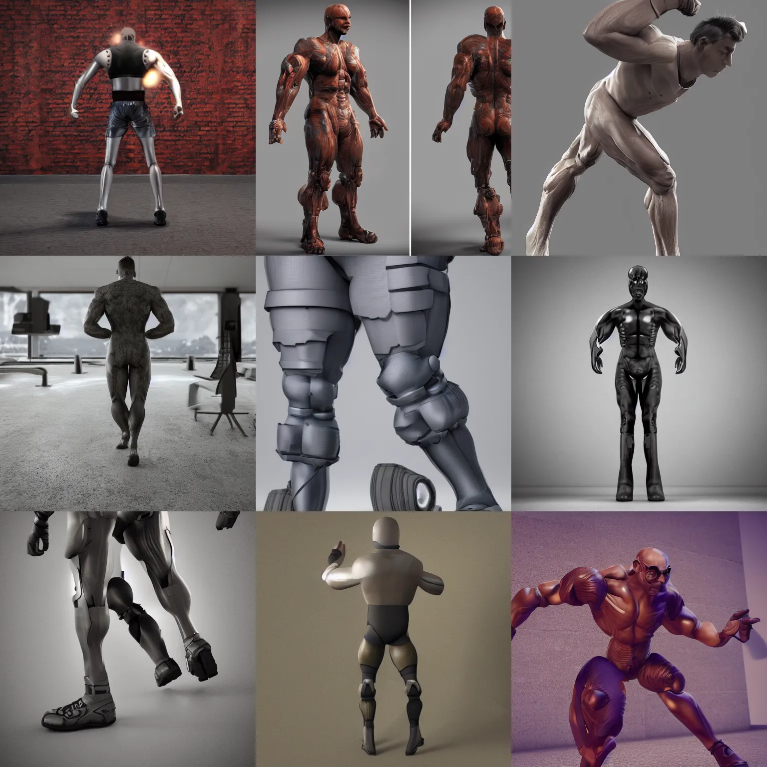 Prompt: man with strong legs, face is a computer monitor, octane render, unreal engine, ultradetailed, stylized as a 3 dimensional render