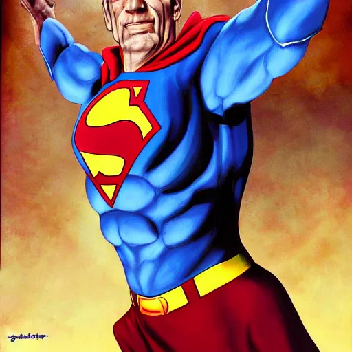 Image similar to Painting of Boris Karloff as Superman fighting Hunchback of Notre Dame by Mark Brooks