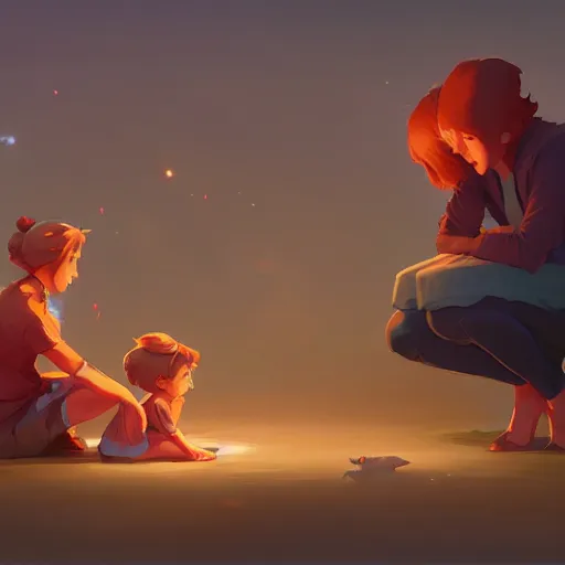 Image similar to a mother and child reunion, beautiful faces, behance hd by jesper ejsing, by rhads, makoto shinkai and lois van baarle, ilya kuvshinov, rossdraws global illumination