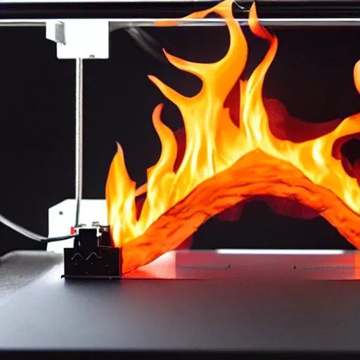 Prompt: 3D printer fire logo