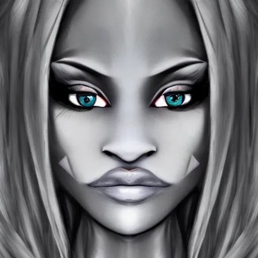 Prompt: drow woman with beautiful eyes, symmetrical face