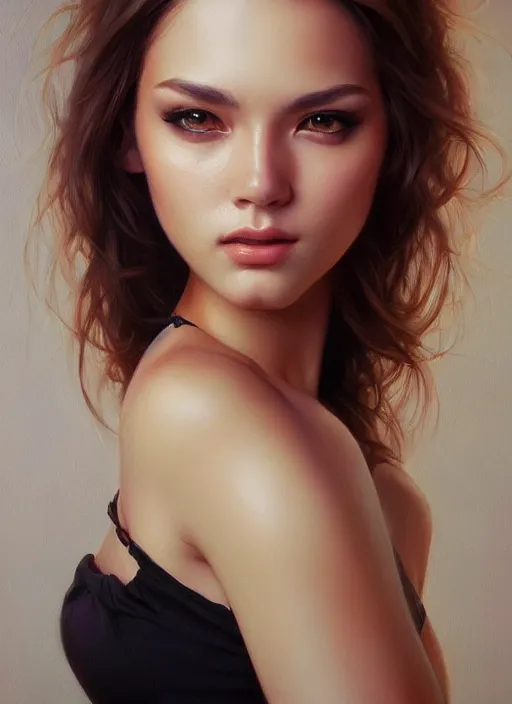 Image similar to photo of a gorgeous young woman in the style of stefan kostic, realistic, sharp focus, 8k high definition, insanely detailed, intricate, elegant, art by stanley lau and artgerm