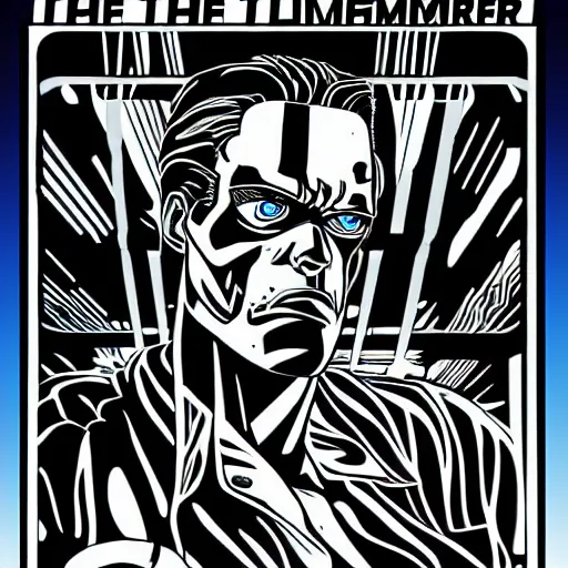 Prompt: the terminator ( 1 9 8 4 ) in line art style