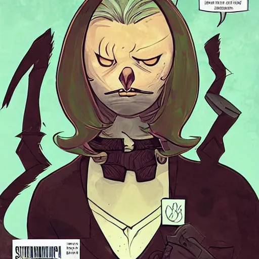 Image similar to portrait of an angry man with an owl face, criminal underground, tight shot, highly coherent, saga comic, graphic novel fiona staples