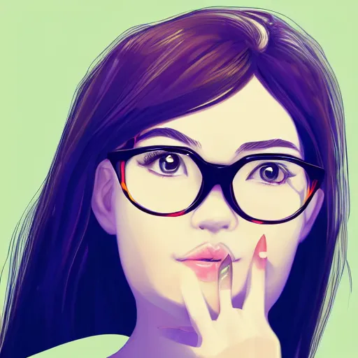 Prompt: a portrait of a girl with rounded glasses and fish tank digital art, trending on art station, high detailed