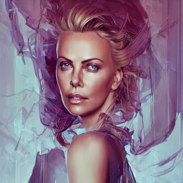 Image similar to portrait of charlize theron as a nurse. intricate abstract. intricate artwork. by tooth wu, wlop, beeple, dan mumford. octane render, trending on artstation, greg rutkowski very coherent symmetrical artwork. cinematic, hyper realism, high detail, octane render, 8 k, iridescent accents