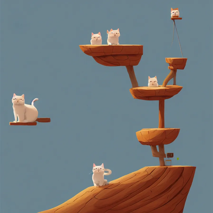 Image similar to a cat on top of a piece of wood, sailing down a river, art by Goro Fujita, ilustration, concept art, sharp focus, ArtStation, Deviantart