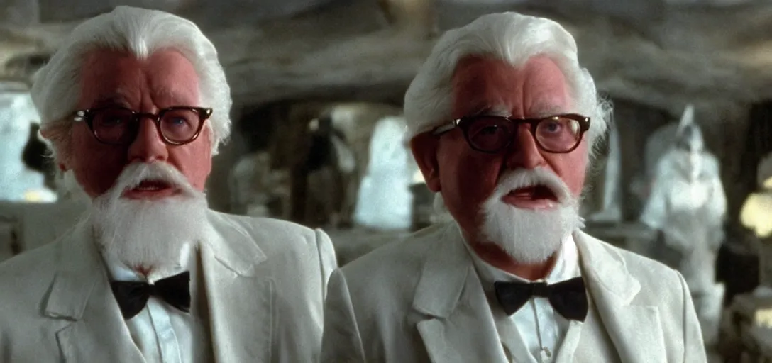 Image similar to still of colonel sanders in batman begins