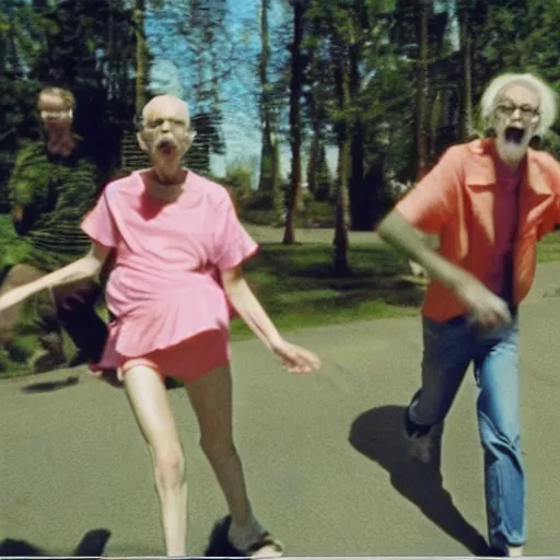 Image similar to found vhs still of trash humpers going crazy