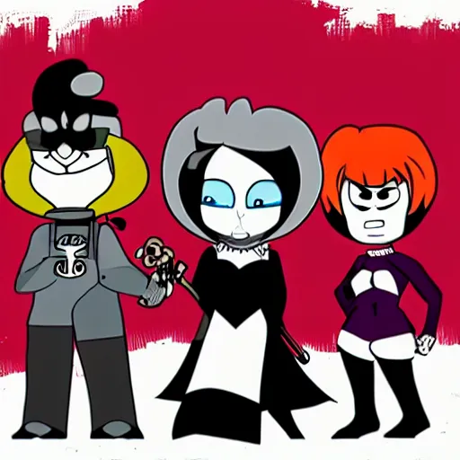 Prompt: the band ghost in the style of the powerpuff girls