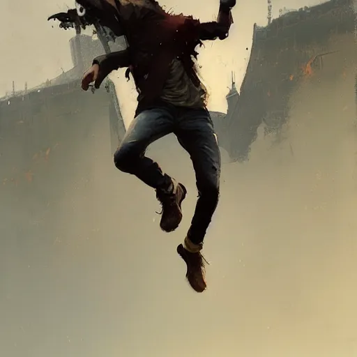 Image similar to man jumping by Greg rutkowski