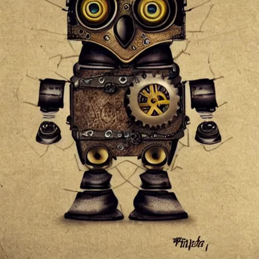 Prompt: steampunk robot owl realism