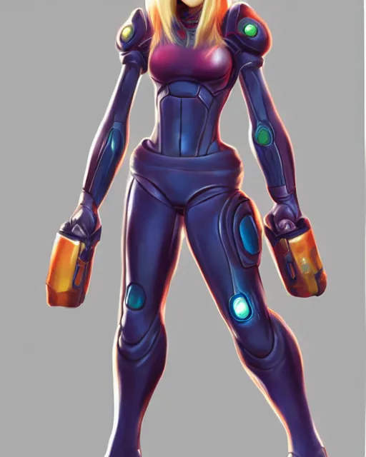 Prompt: full body portrait of samus aran, highly detailed, beautiful, trending on artstation