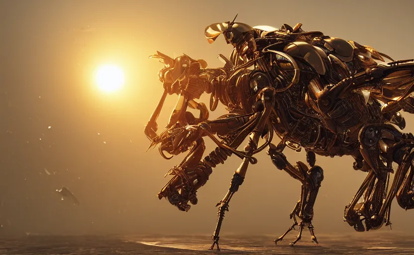 Image similar to insect robot, hyperdetailed, artstation, cgsociety, golden hour 8 k