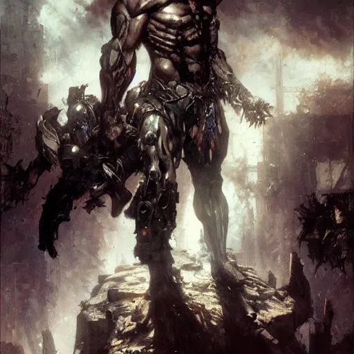 Image similar to muscular male undead cyborg, muscle, painting by gaston bussiere, craig mullins, greg rutkowski, yoji shinkawa