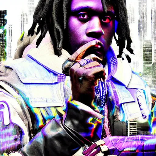 Image similar to chief keef in cyberpunk style digital art very detailed 4 k detailed super realistic