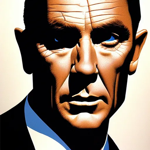 Prompt: portrait soft light, by frank mccarthy and killian eng, inspired by james bond, screen print and airbrush, fine, highly sharp detail