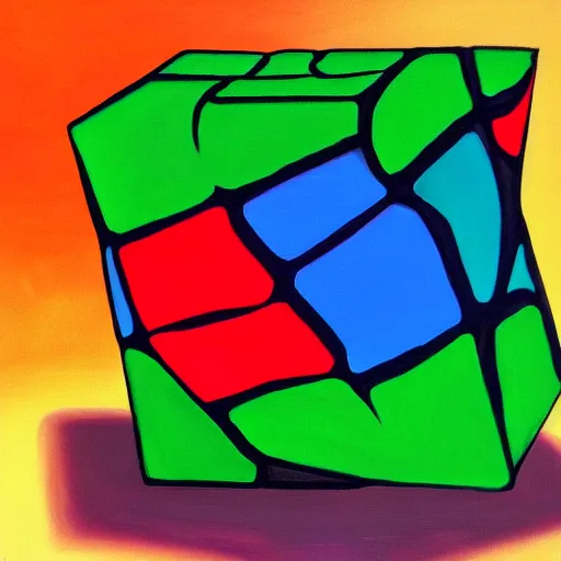 Prompt: abstract painting of The Incredible Hulk finishing a Rubik's cube