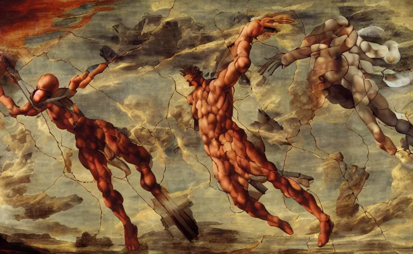 Image similar to The Third Impact as depicted in a masterpiece digital painting by Michelangelo and Leonardo Da Vinci, 4k wallpaper