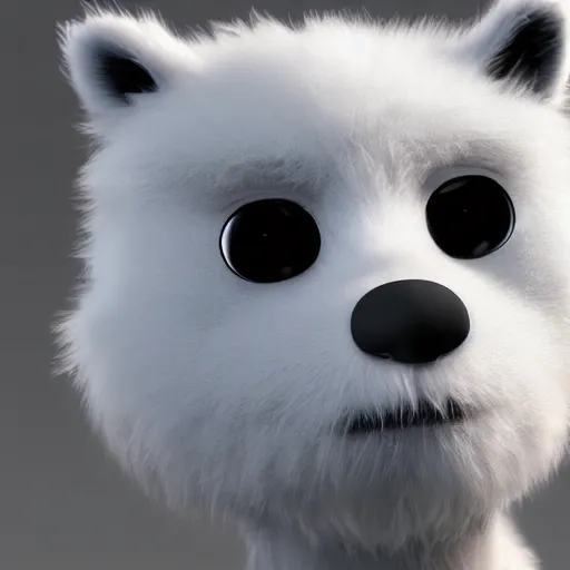 Prompt: cute white furry fluffy animal face, closeup, unreal engine