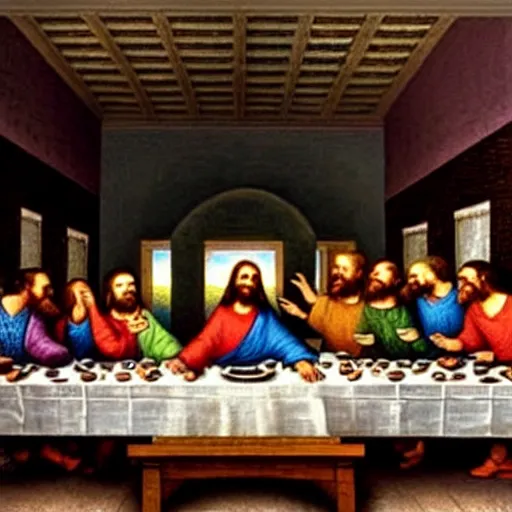 Prompt: the last supper by thomas kinkade