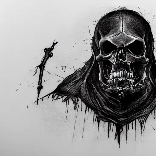 Prompt: Death stranding beast, tattoo ink sketch isolated on white background, highly detailed