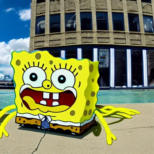 Image similar to spongebob in real life, low angle