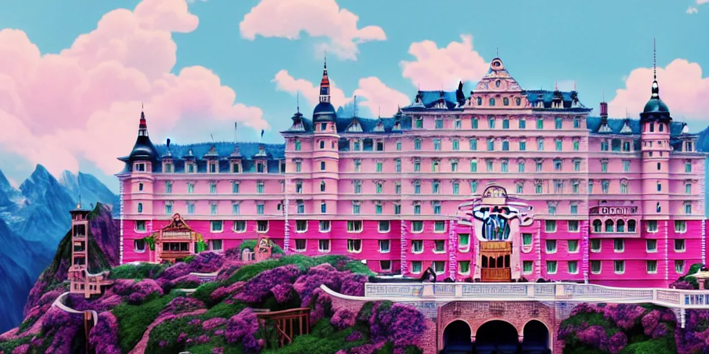 Image similar to grand budapest hotel by studio ghibli cinema still, 8 k