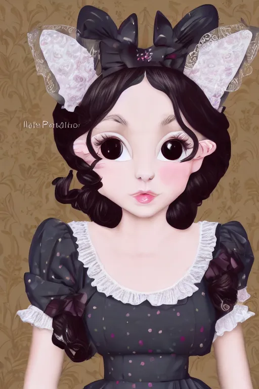 Prompt: portrait of an anthropomorphic calico cat girl wearing sweet Lolita fashion, delicate, elegant, digital art, 4K,