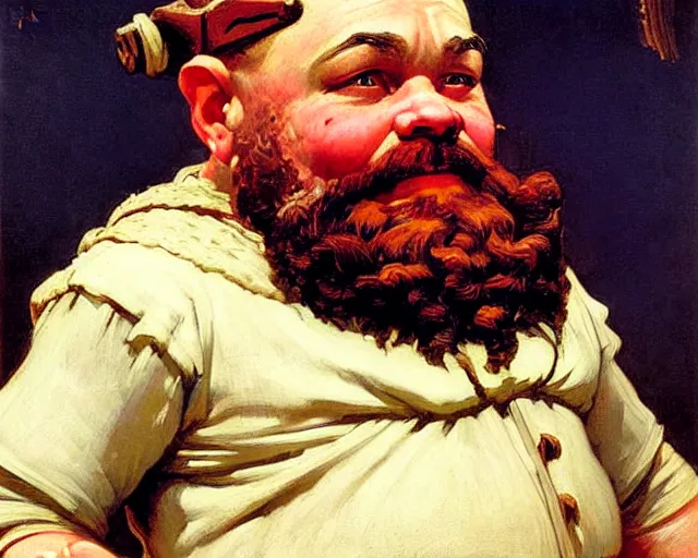 Image similar to portrait of a dwarf warrior, painting by j. c. leyendecker