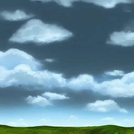 Image similar to puffy peaceful clouds, matte painting, 4k