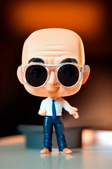 Image similar to “ very very highly detailed photorealistic jeff bezos funko pop, studio lighting and shading, 8 k, award - winning crisp details ”