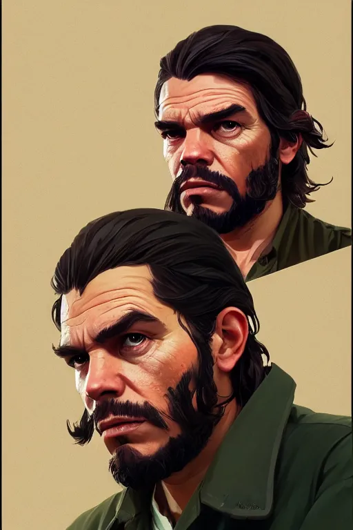 Image similar to highly detailed portrait che guevara in gta v, stephen bliss, unreal engine, fantasy art by greg rutkowski, loish, rhads, ferdinand knab, makoto shinkai and lois van baarle, ilya kuvshinov, rossdraws, tom bagshaw, global illumination, radiant light, detailed and intricate environment