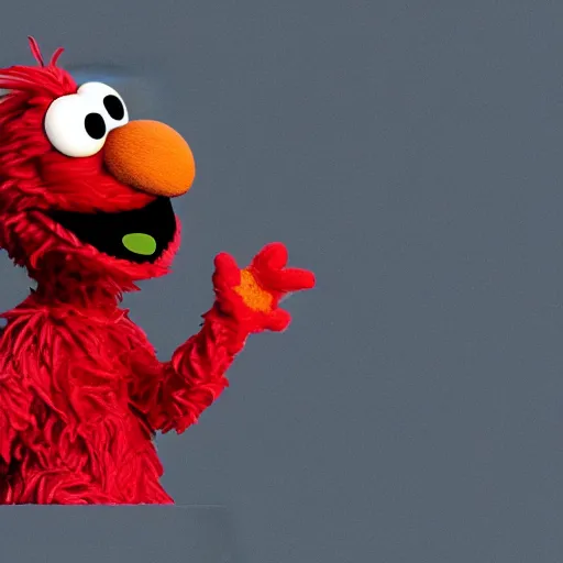 Image similar to Elmo from sesame street dressed up as a mega stylish rapper, wearing a hoodie and gold chain and backwards hat, in New York City, highly detailed, 4K, moody lighting, 90’s vibe, 3d render, octane redshift, 8k