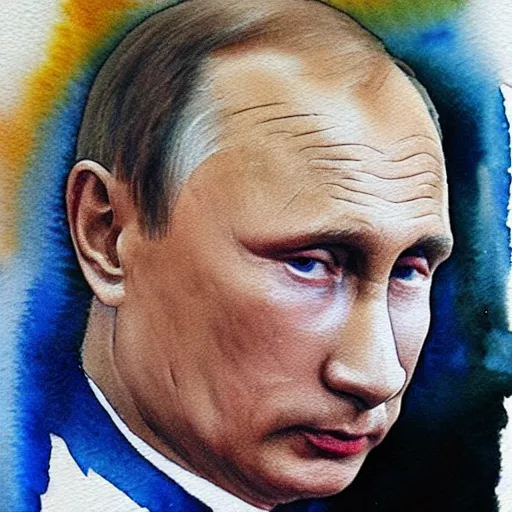 Prompt: vladimir putin, simple watercolour