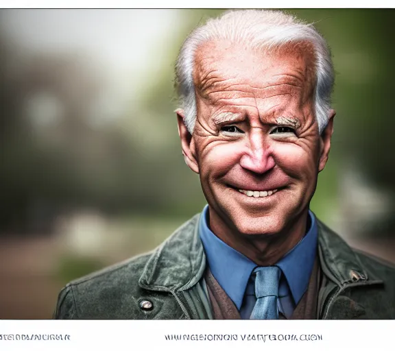 Image similar to award winning 5 5 mm close up portrait color photo of super saiyan biden, in a park by luis royo. soft light. sony a 7 r iv