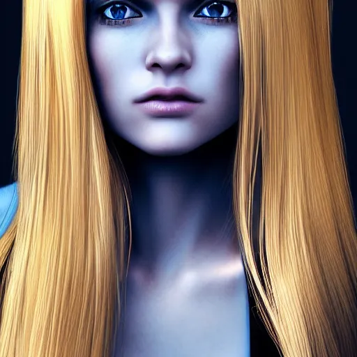 Image similar to woman with long blonde hair and blue eyes by stanley artgem lau, highly detailed, artstation trending, perfect face, straight hair 8k