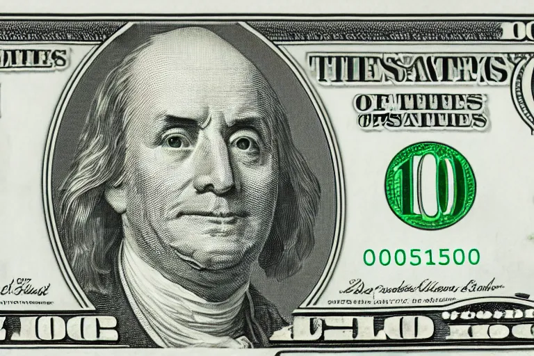 Prompt: A 100 US dollar bill with the face of Al Pachino, digital scanned currency, high resolution, detailed