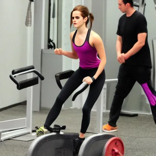 Prompt: emma watson working out in a gym