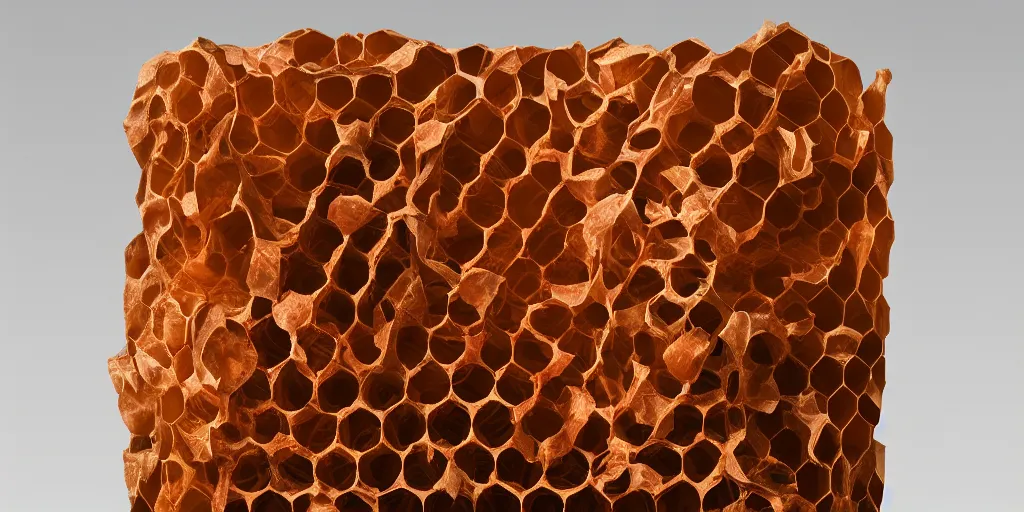 Image similar to honeycomb asymmetric melting big vase, on white background, 8k resolution, best color graded, vray beautiful, subsurface scatter, hyper-realistic render, octane render
