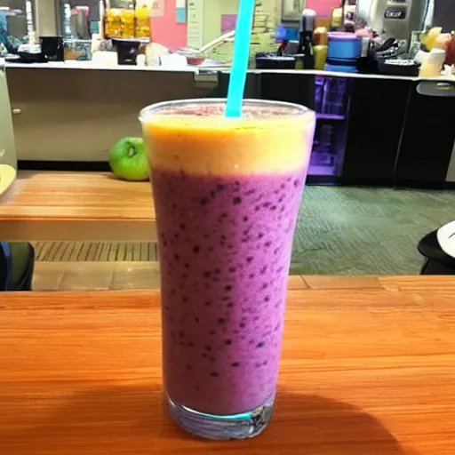 Image similar to a tabby cat blended into a smoothie