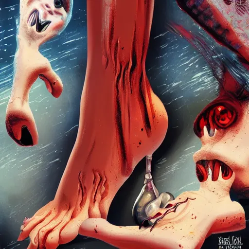 Image similar to killer toes from mars detailed, high quality, horror