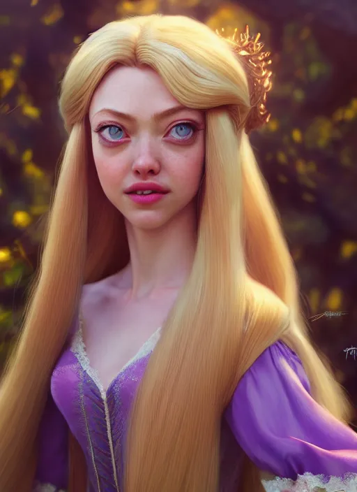 Image similar to amanda seyfried as the rapunzel princess, character art, art by artgerm lau and wlop and and ilya kuvshinov and john singer sargent, hyperdetailed, 8 k realistic, symmetrical, frostbite 3 engine, cryengine, dof, trending on artstation, digital art