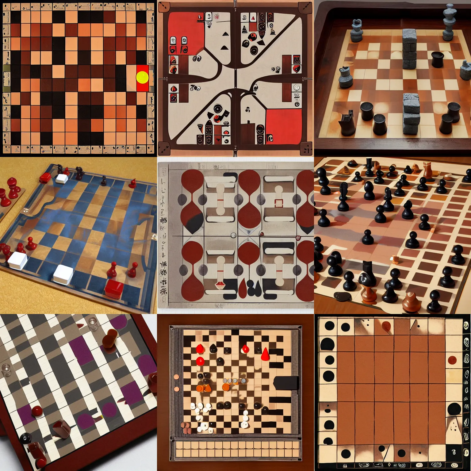 Prompt: abstract board game by shaun tan, gipf project, go baduk chess checkers backgammon